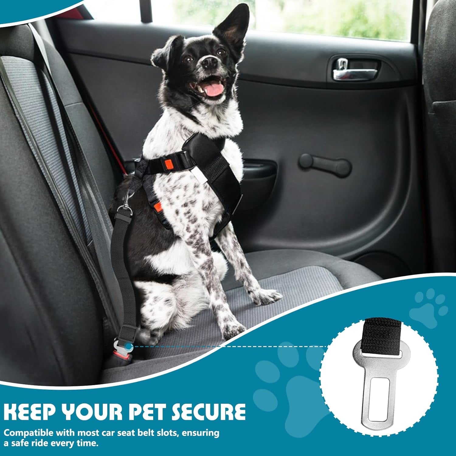 2 Pack Adjustable Dog Seat Belt for Car - Paw Fit Gears